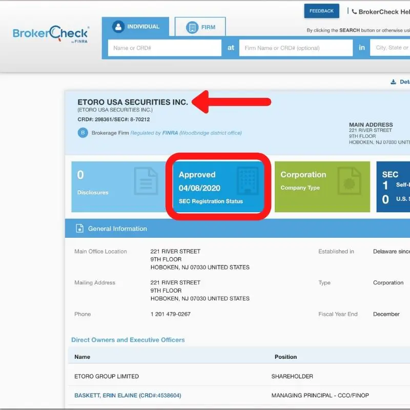  eToro Finra USA Brokercheck 