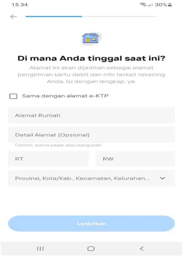 Lengkapi Alamat Tempat Tinggal