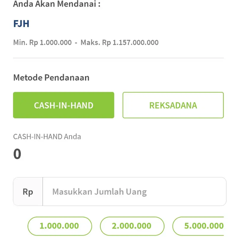 masukkan jumlah investasi