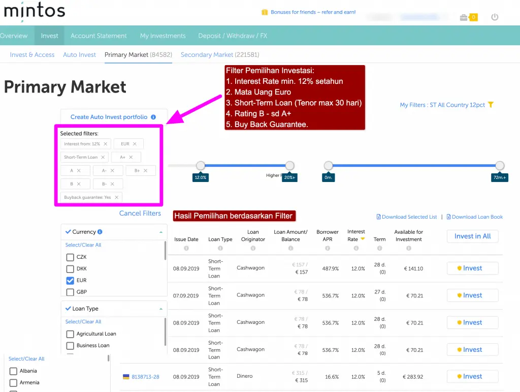 Filter Pemilihan Investasi dengan Berbagai Kriteria