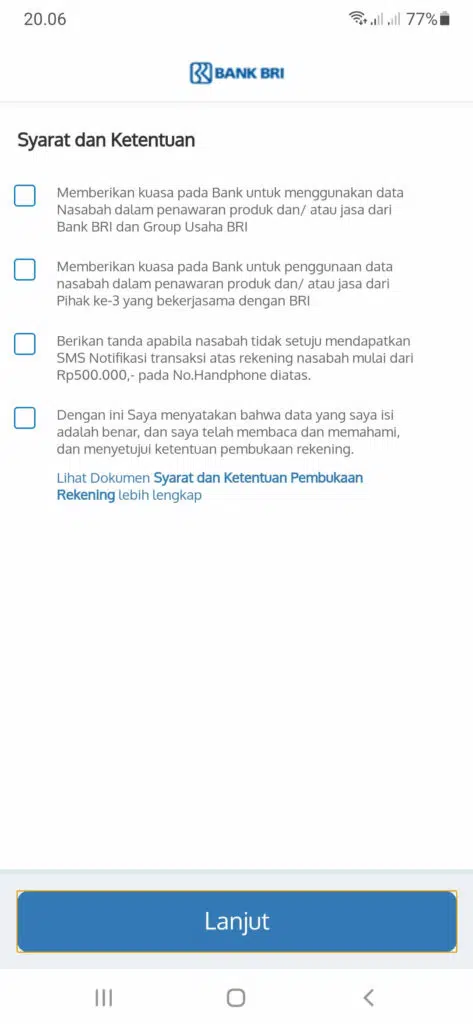 centang syarat dan ketentuan