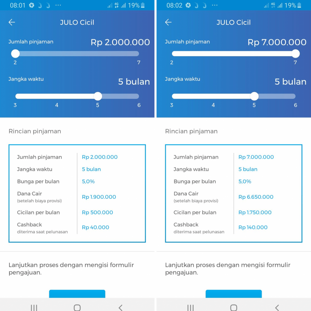 Simulasi Bunga dan Julo Cicilan 