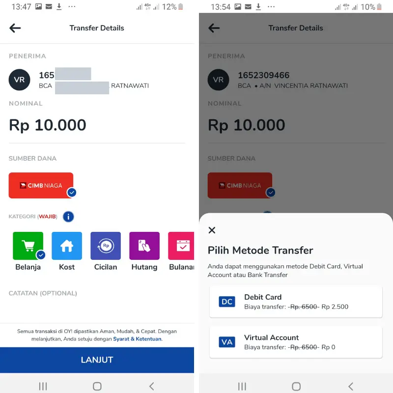 kategori pengiriman uang