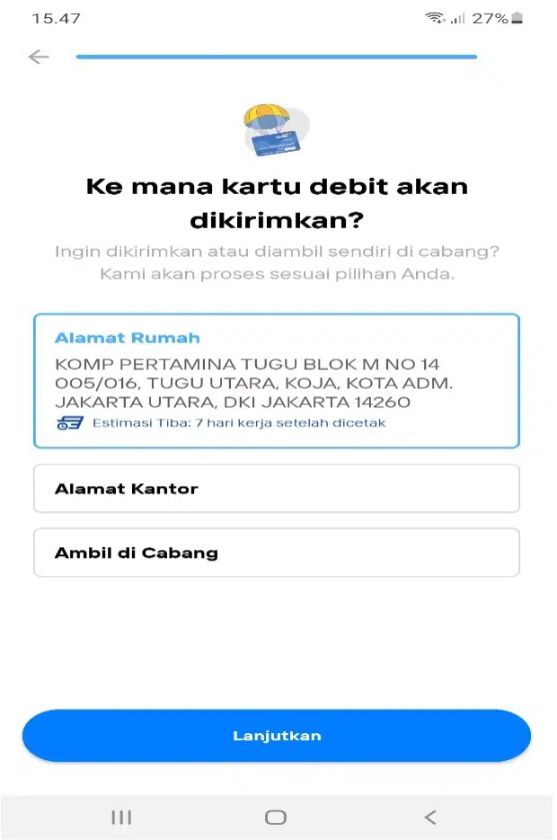 Pengiriman Kartu Debit