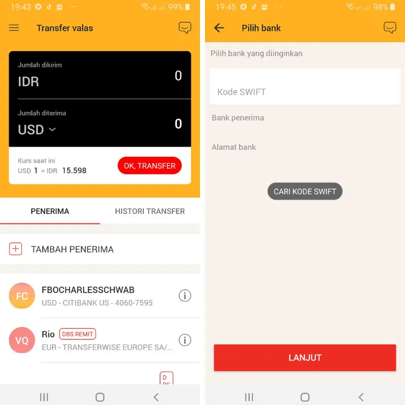  Data Rekening Transfer Valas 