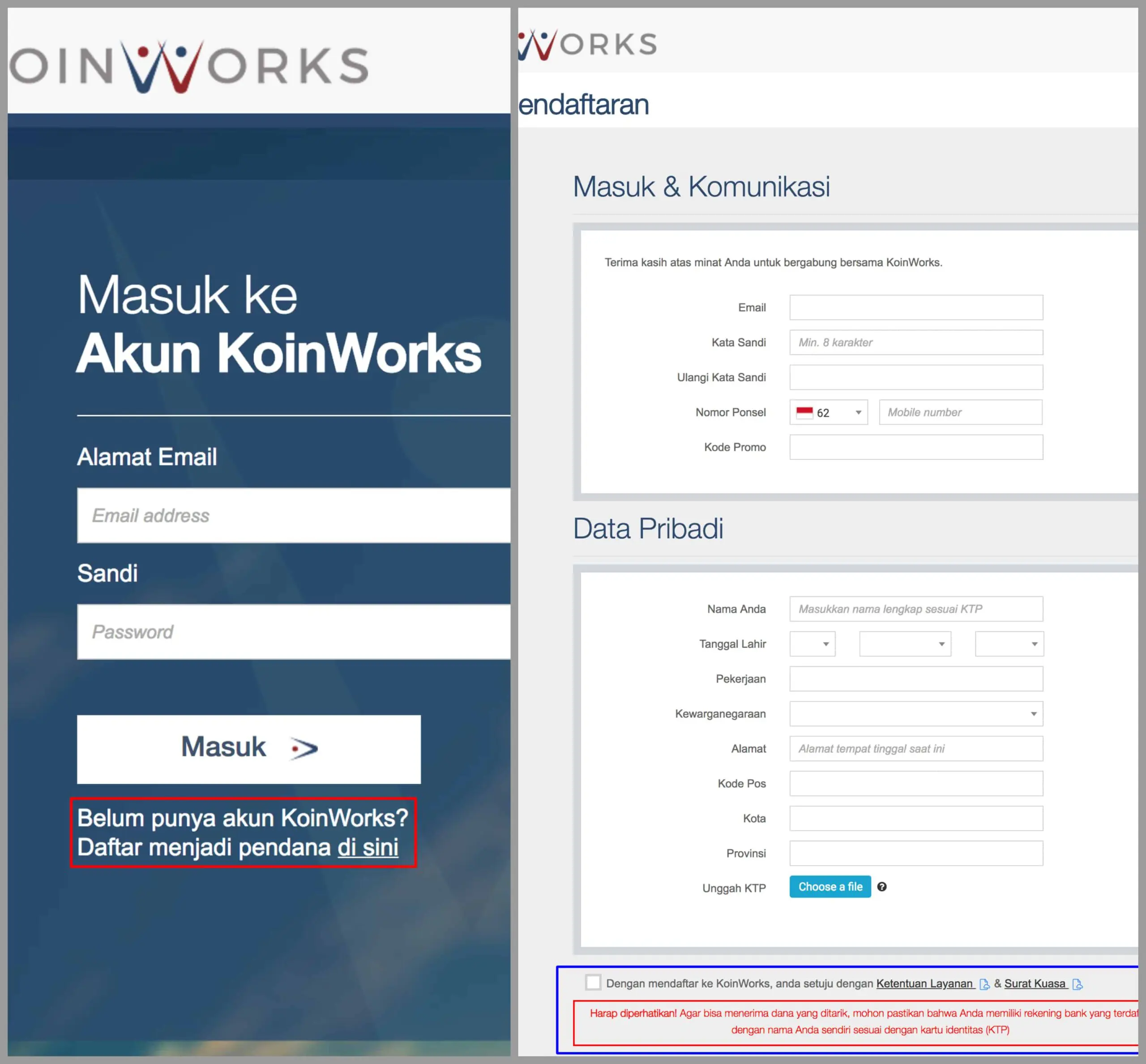 Login Masuk Koinworks