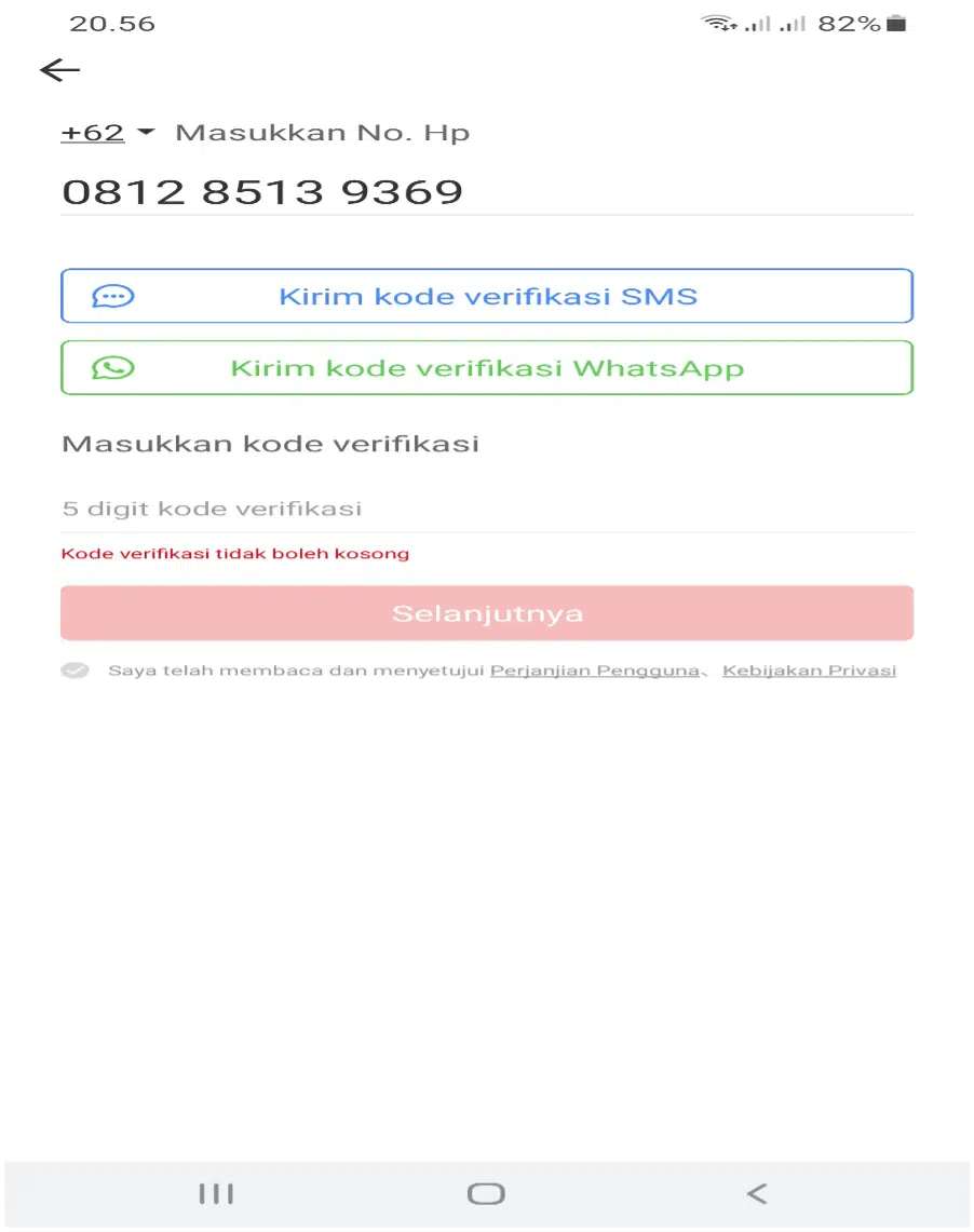 Verifikasi SMS OTP