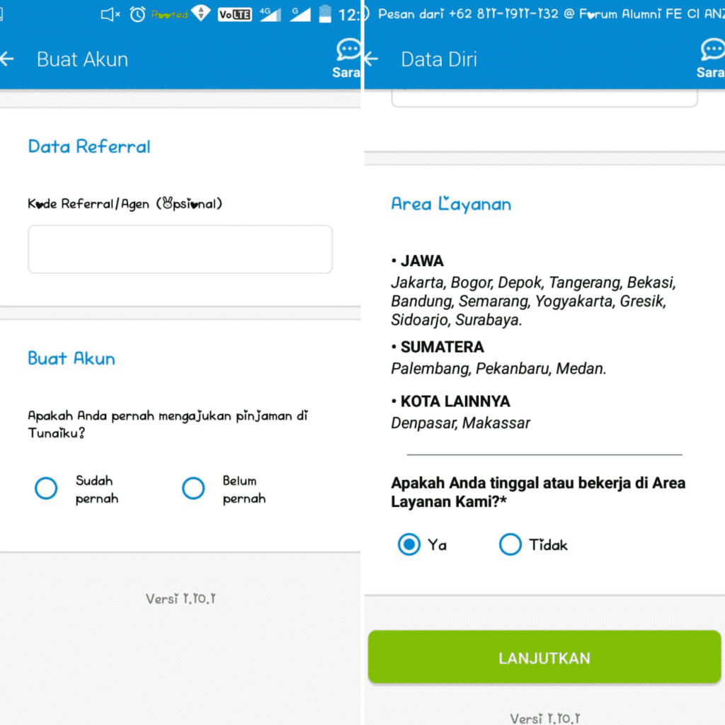 Akun Connect ke Julo dan Jumlah Pinjaman