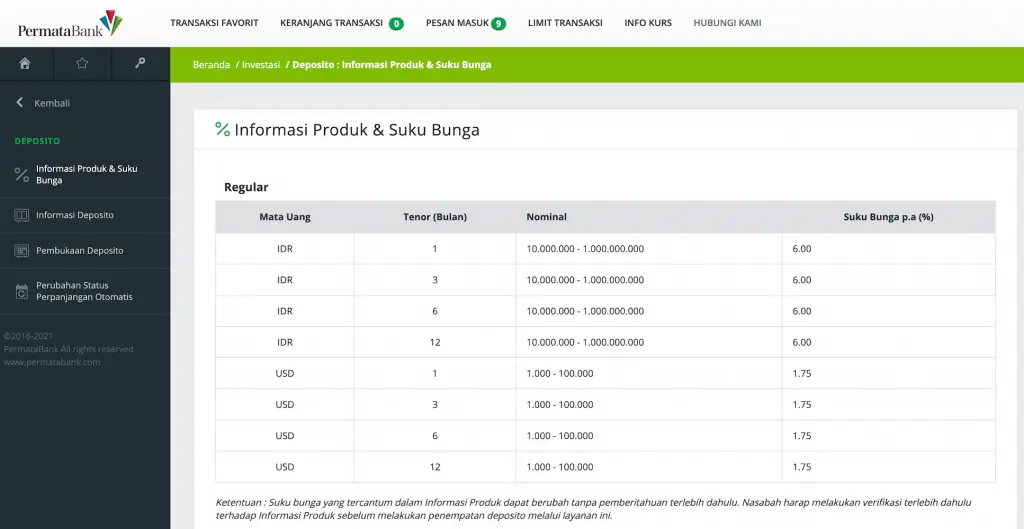 Bunga Deposito Bank Permata