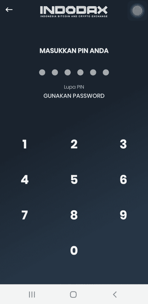 login aplikasi indodax