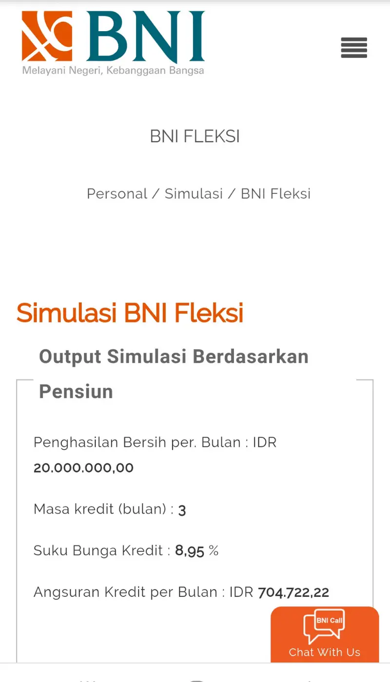 hasil simulasi kta bni