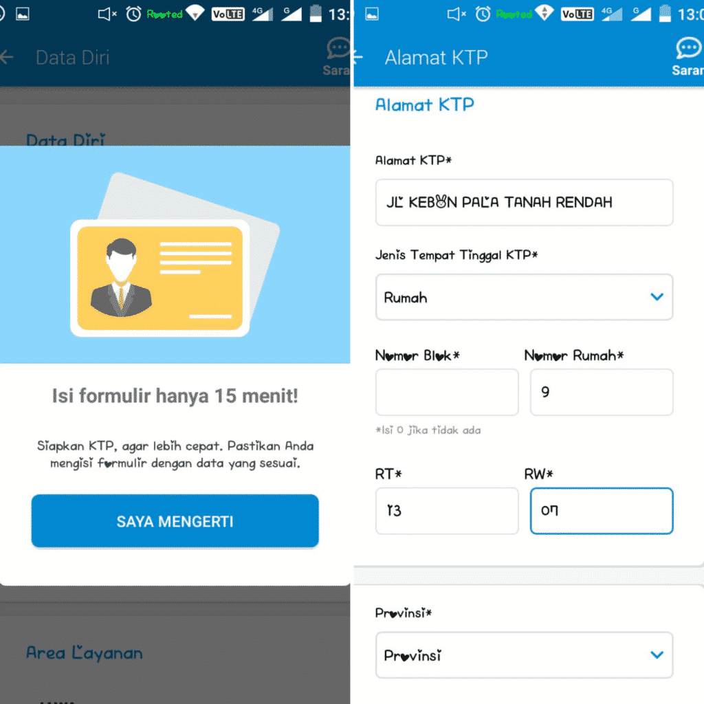 Pengisian Data Aplikasi Online