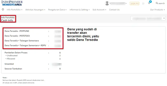 Laporan 'Dana Tersedia' di website