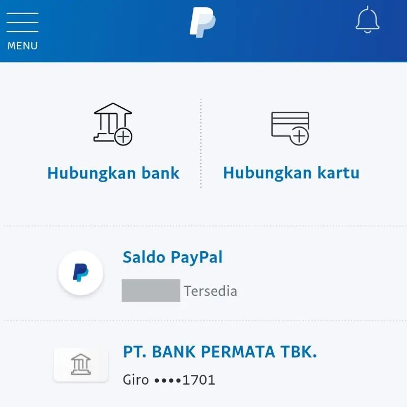  Hubungkan Rek Bank/CC