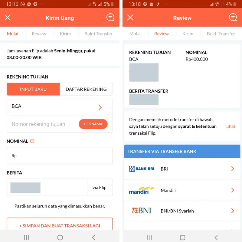 Buat Rekening Tujuan Flip