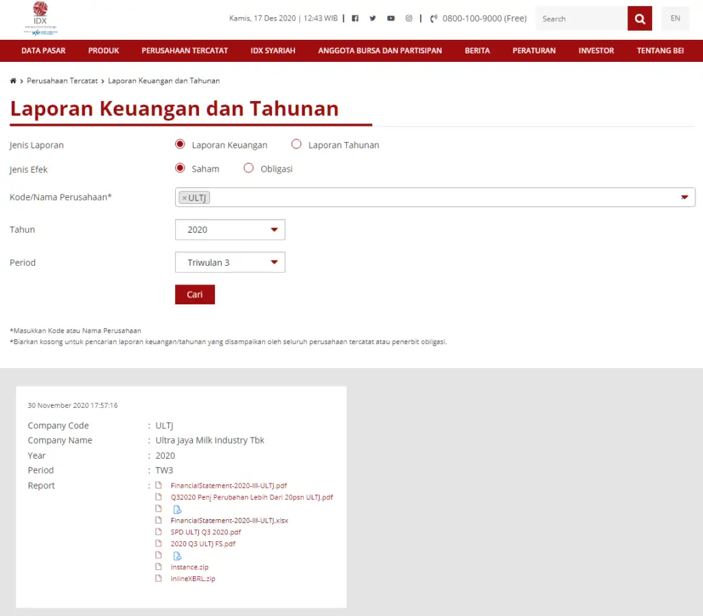 Laporan Keuangan ULTJ di BEI