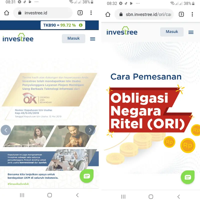 pengalaman beli ORI di Fintech Investree