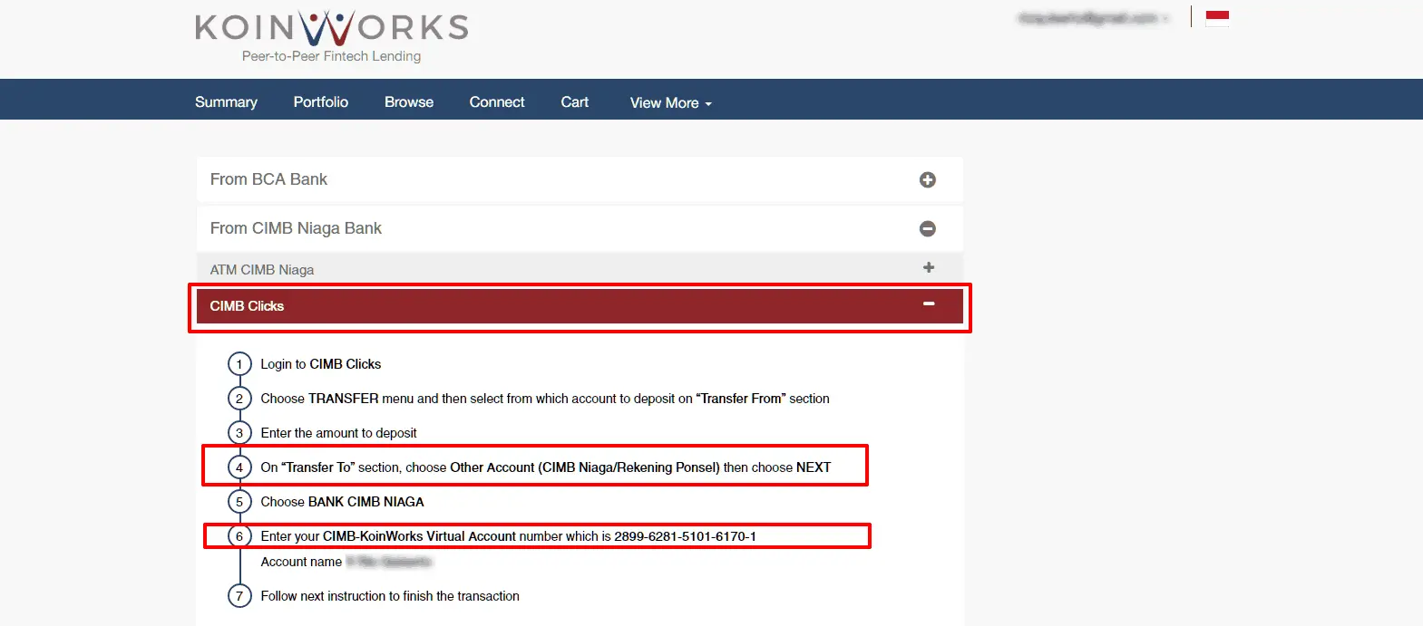 Cara Transfer Dana ke Koinworks