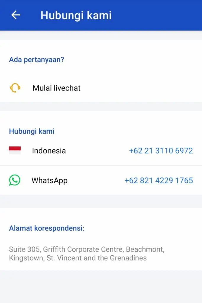 No CS Indonesia OctaFX