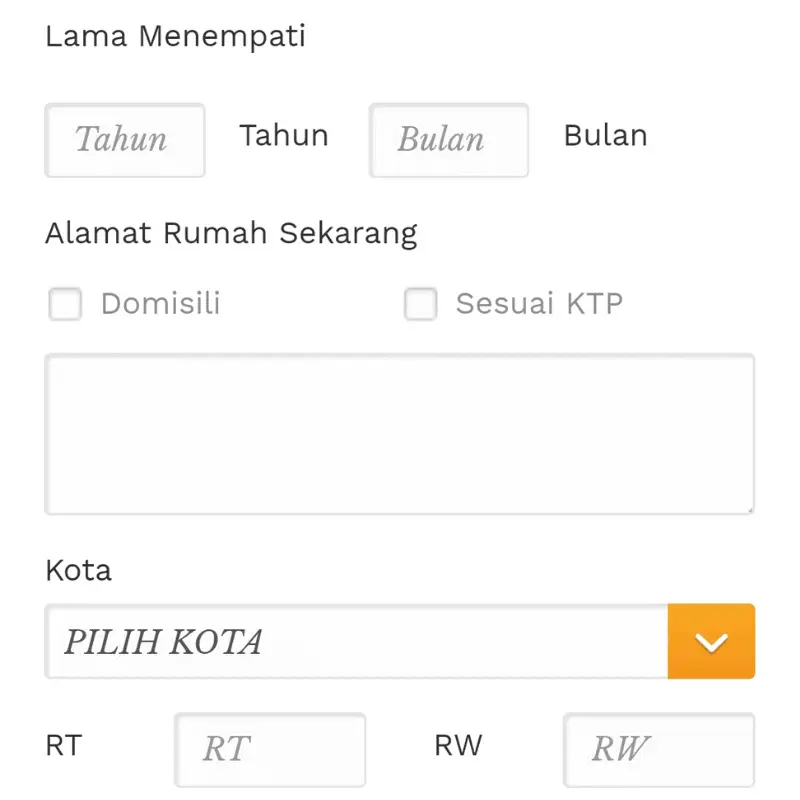 Data Tempat Tinggal