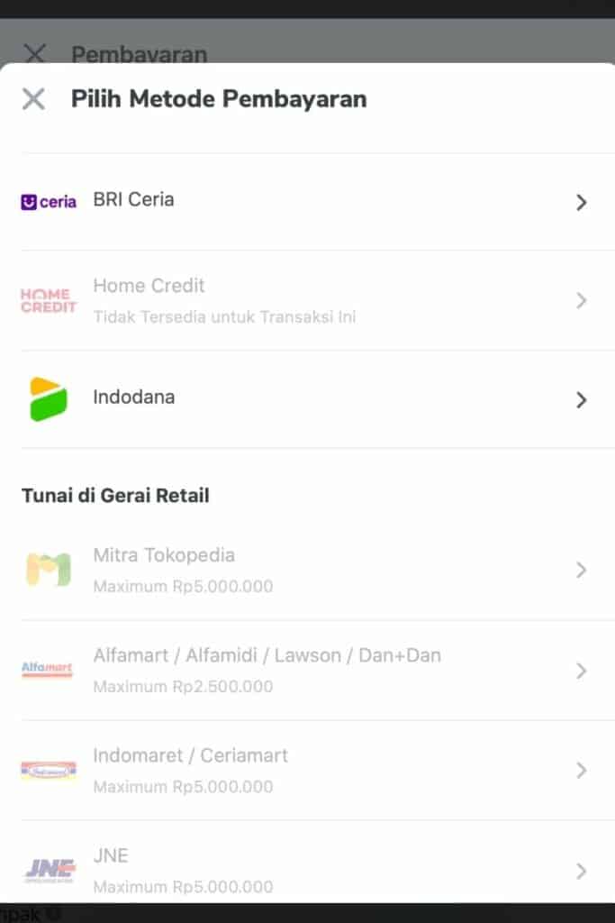 Pembayaran di e-commerce BRI Ceria
