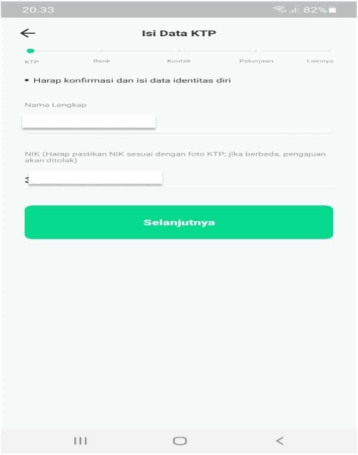 Proses Konfirmasi Data KTP di Aplikasi Easycash