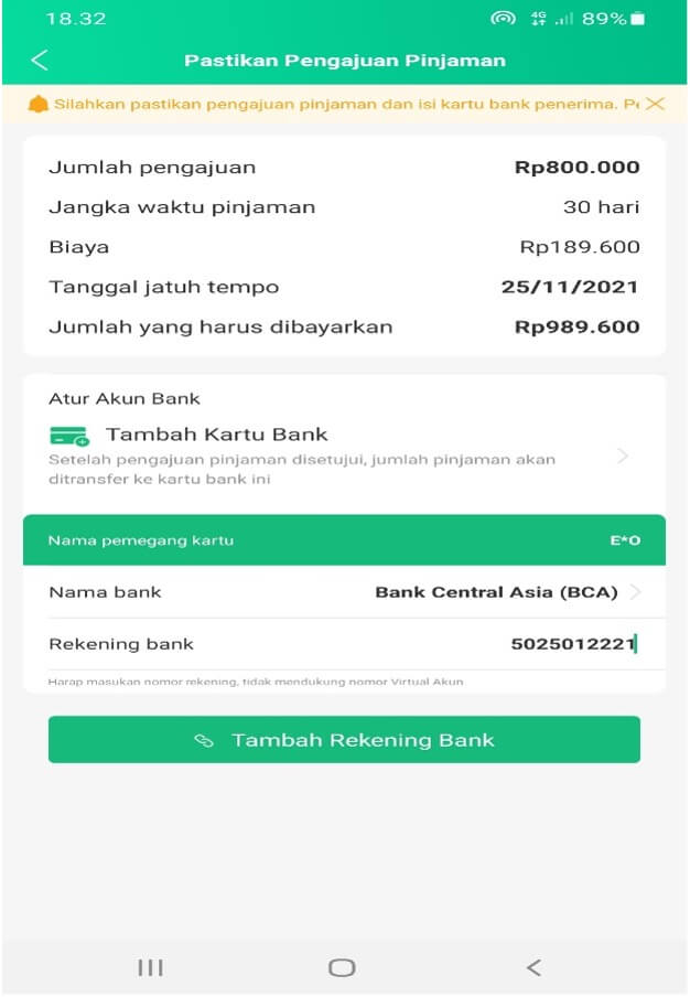 Data Rekening Bank