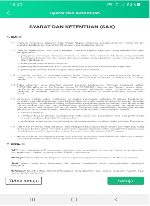 Syarat dan Ketentuan Kredinesia