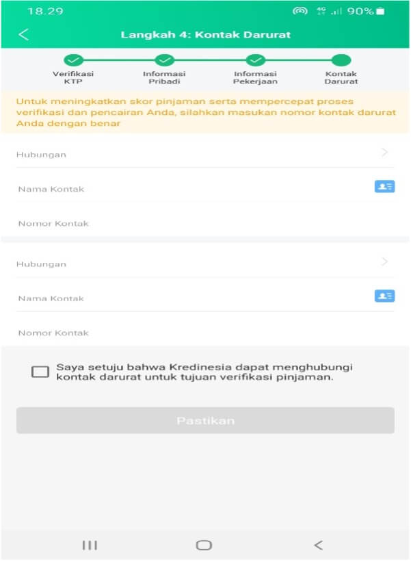 Kontak Darurat Aplikasi Kredinesia