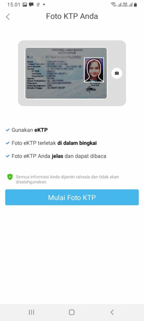 Pengambilan Foto KTP di Ponsel HP Aplikasi Maucash Pinjaman Online