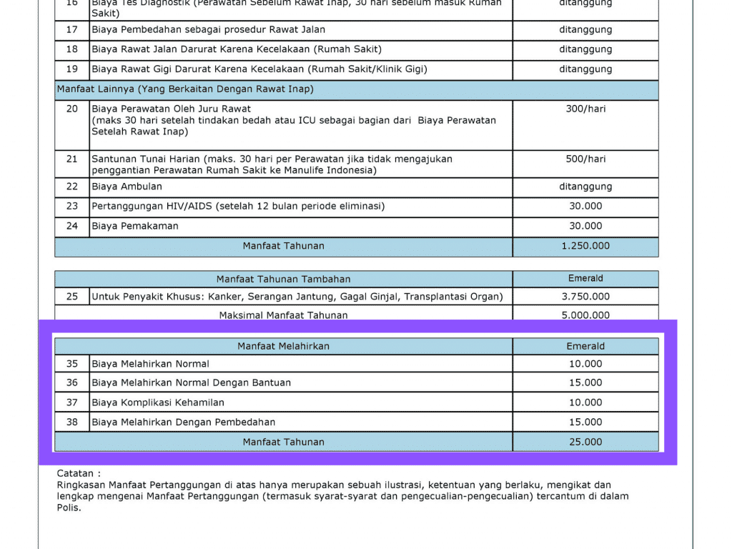 Manfaat Melahirkan Asuransi Manulife