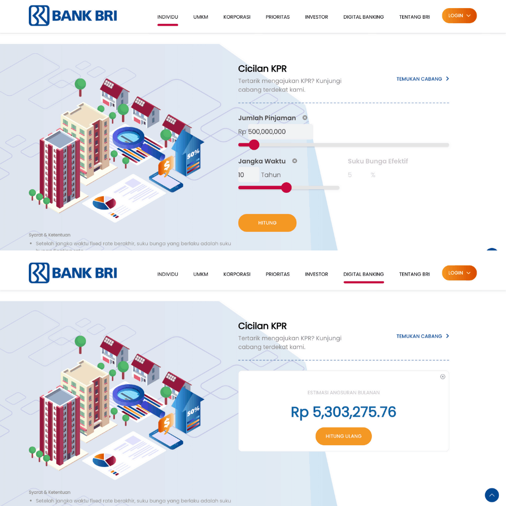 Simulasi Bunga dan Cicilan KPR BRI