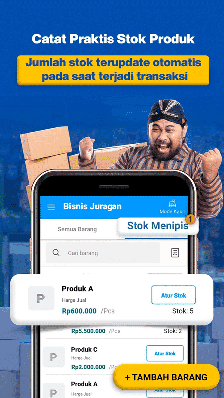 BukuWarung mengusung warna dominan putih dan biru untuk desain interface-nya.