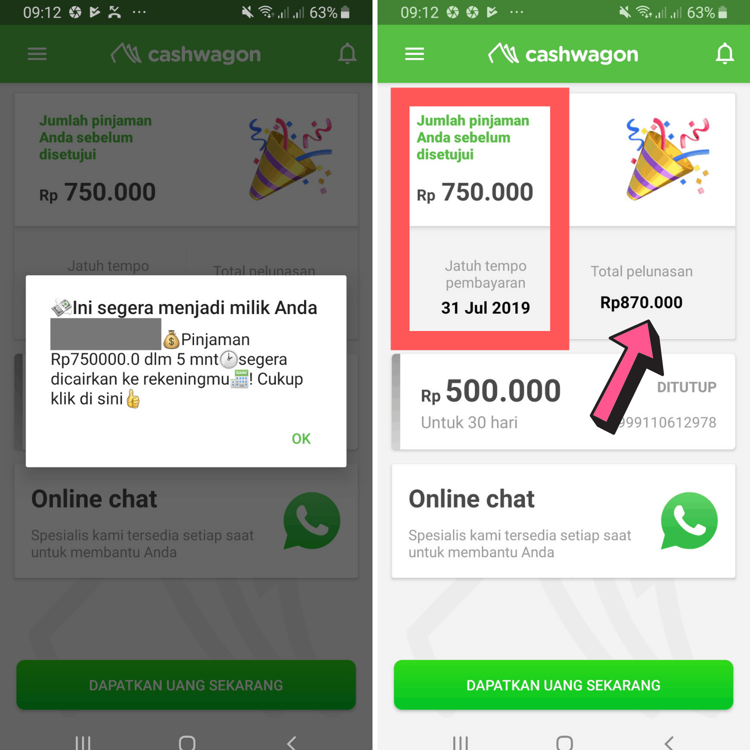 Bunga Pinjaman Kedua Cashwagon Turun Juli 2019