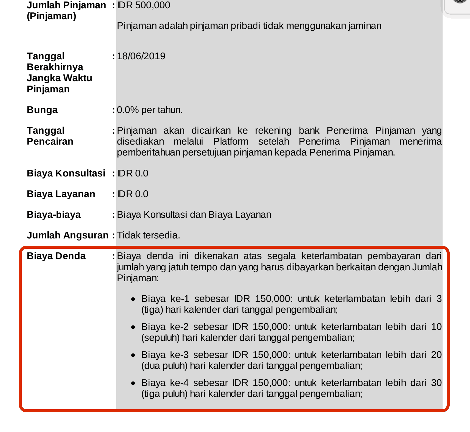 Denda Terlambat Cashwagon