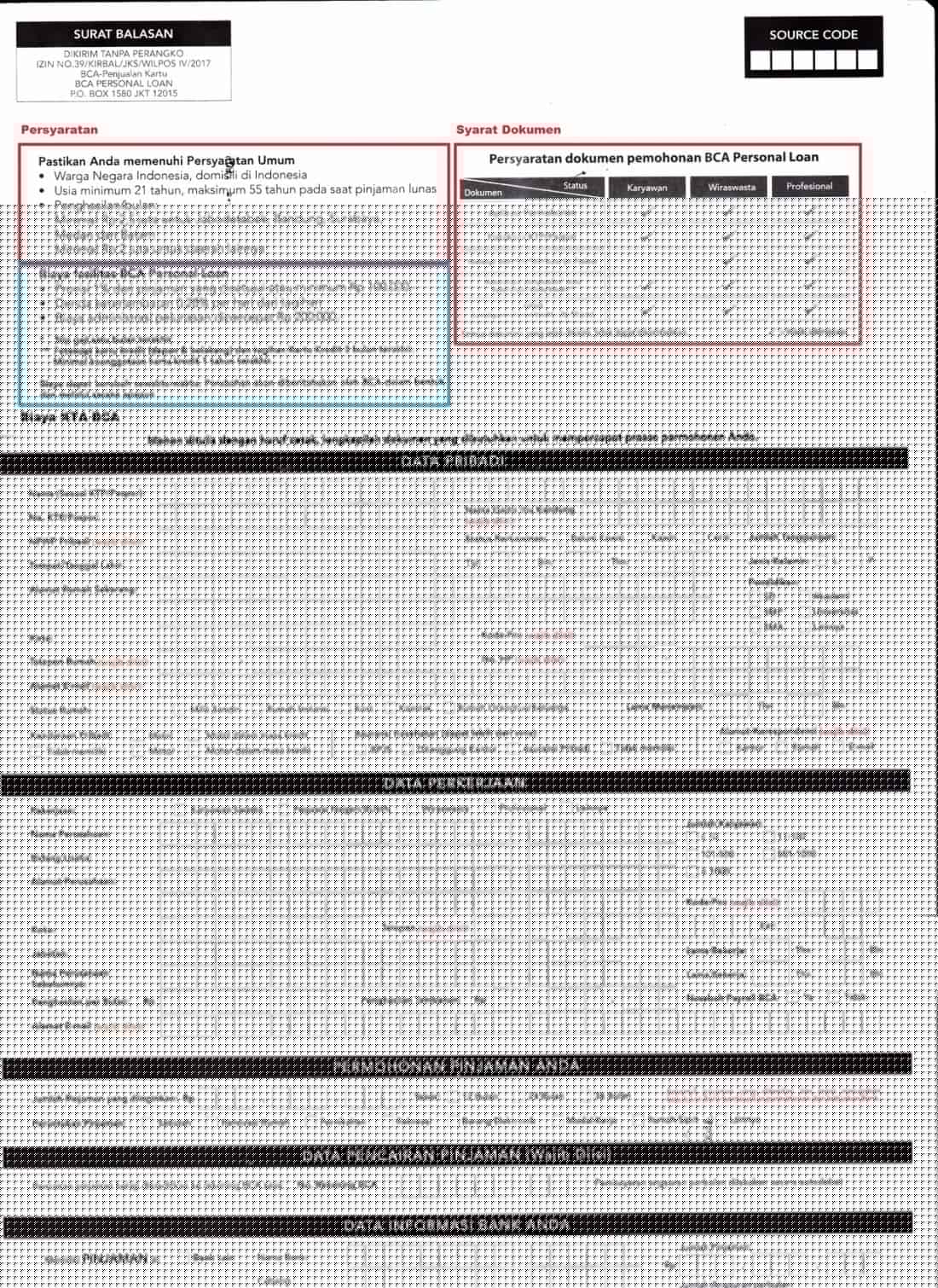 Formulir Aplikasi Pinjaman KTA BCA 2019