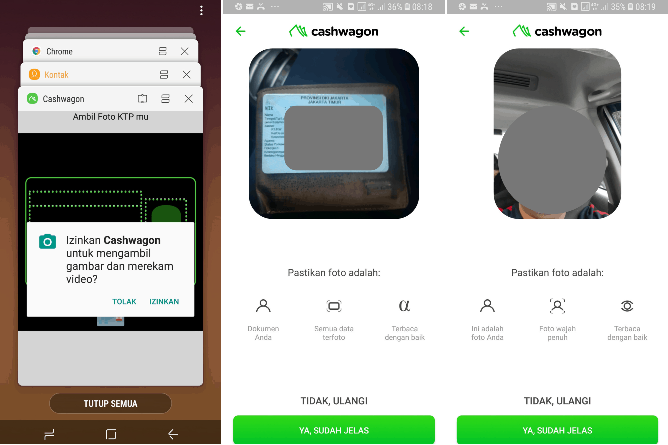 Upload KTP, Foto Selfie di Cashwagon
