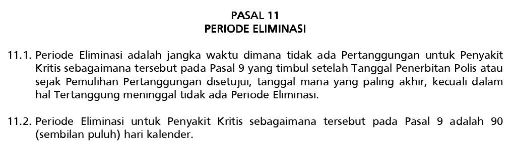 Periode Eliminasi Asuransi Penyakit Kritis