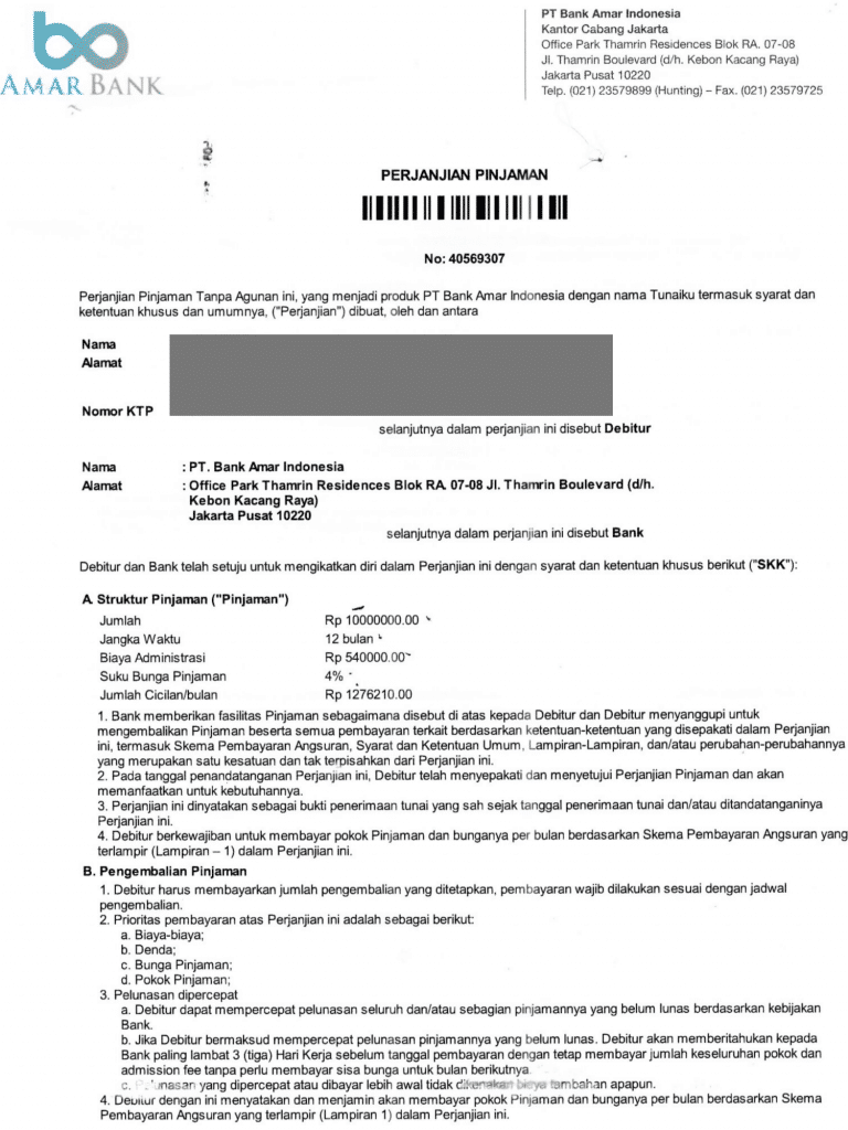 Perjanjian Pinjaman Tunaiku
