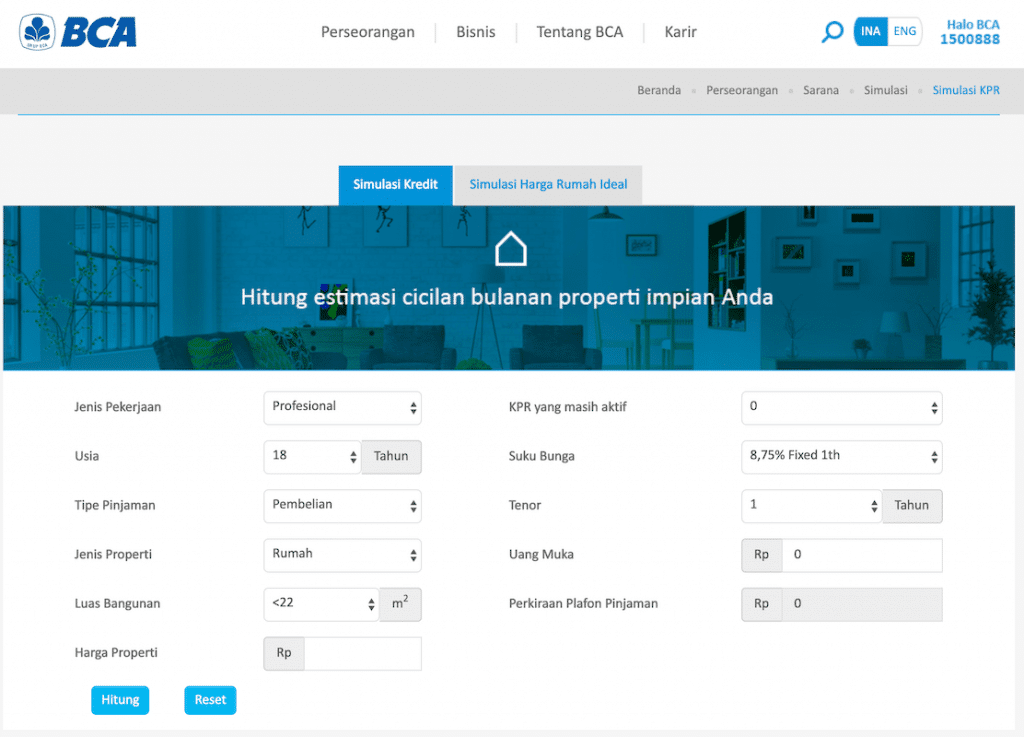 Simulasi KPR BCA