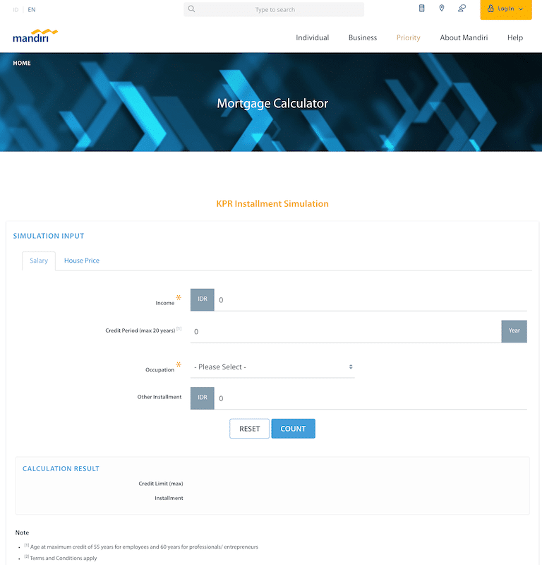 Simulasi KPR Mandiri