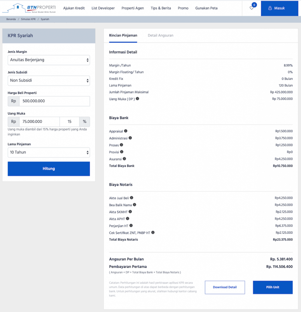 Simulasi KPR BTN Properti