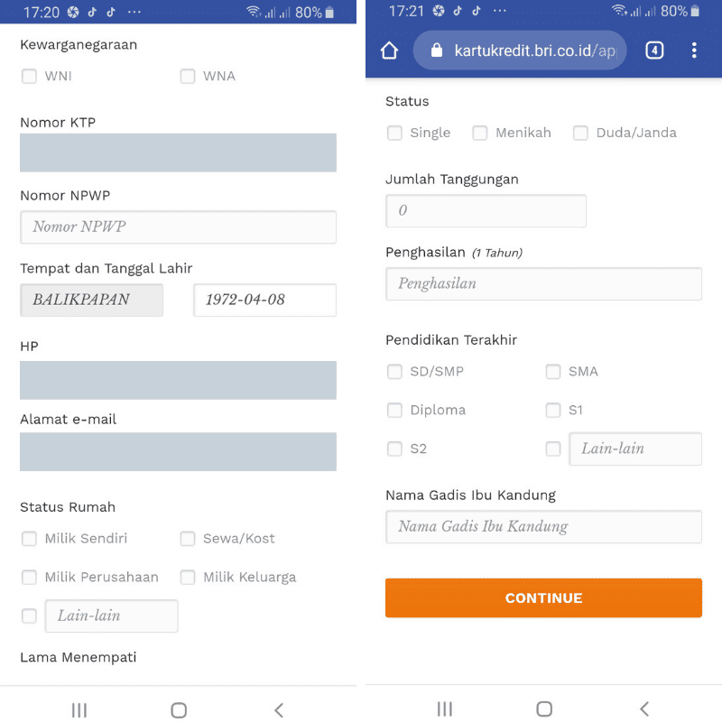 Formulir Aplikasi Kartu Kredit BRI