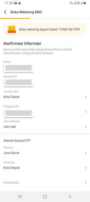 Data pribadi di Neobank