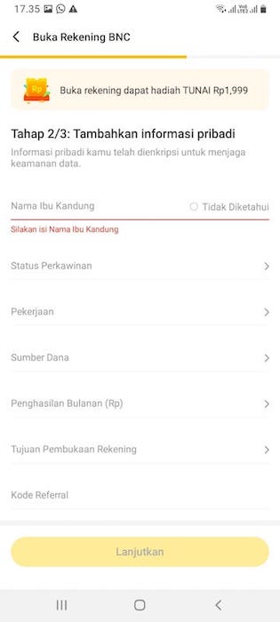 Data Pekerjaan Penghasilan Neobank