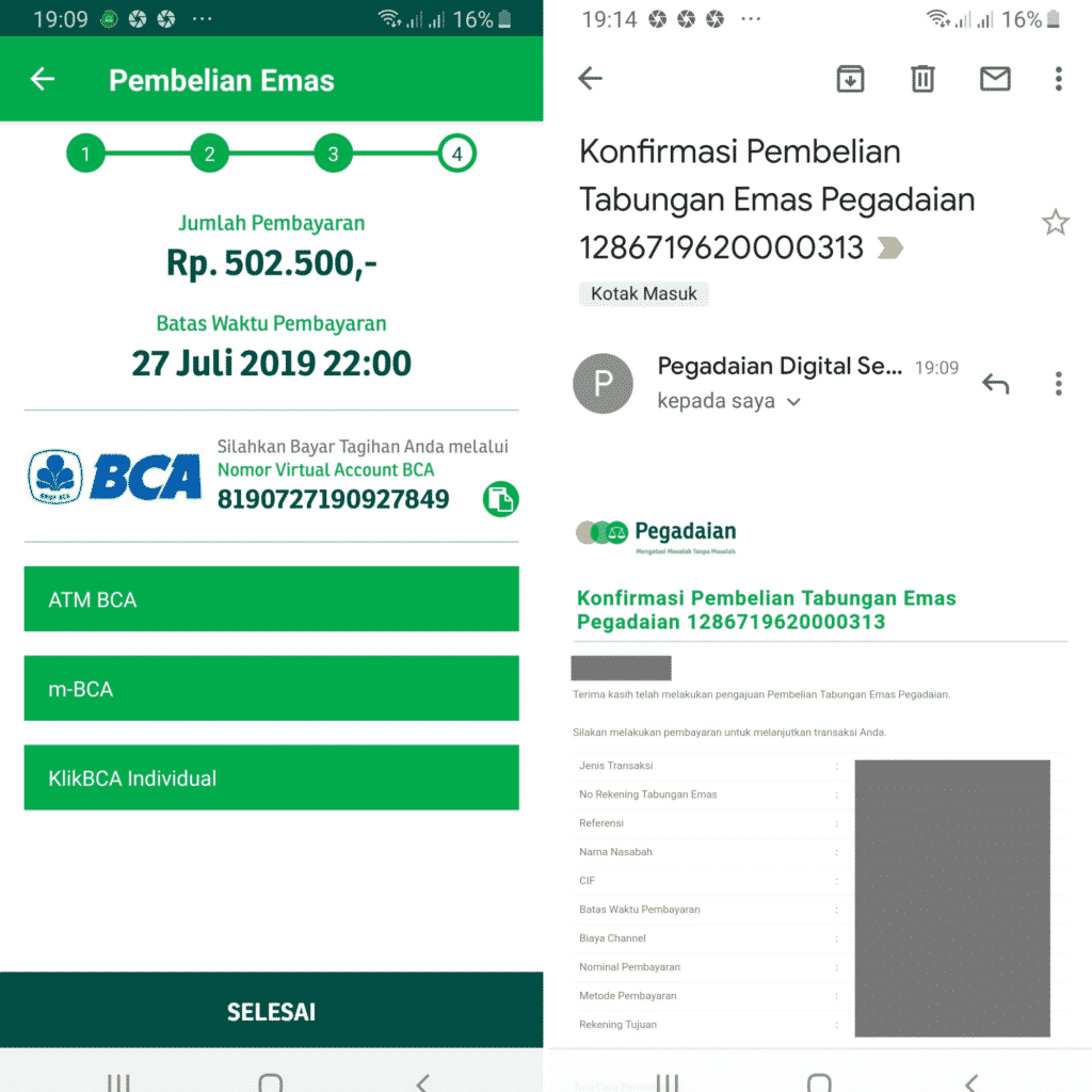Detail no rekening dan cara pembayaran ke BCA
