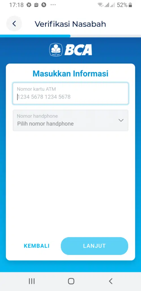 Verifikasi Rekening BCA di Aplikasi Blu