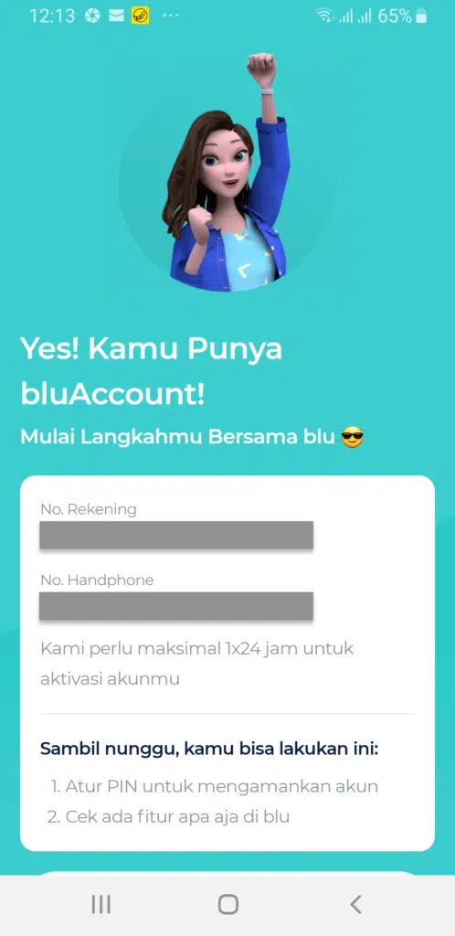 Rekening Sukses Dibuka