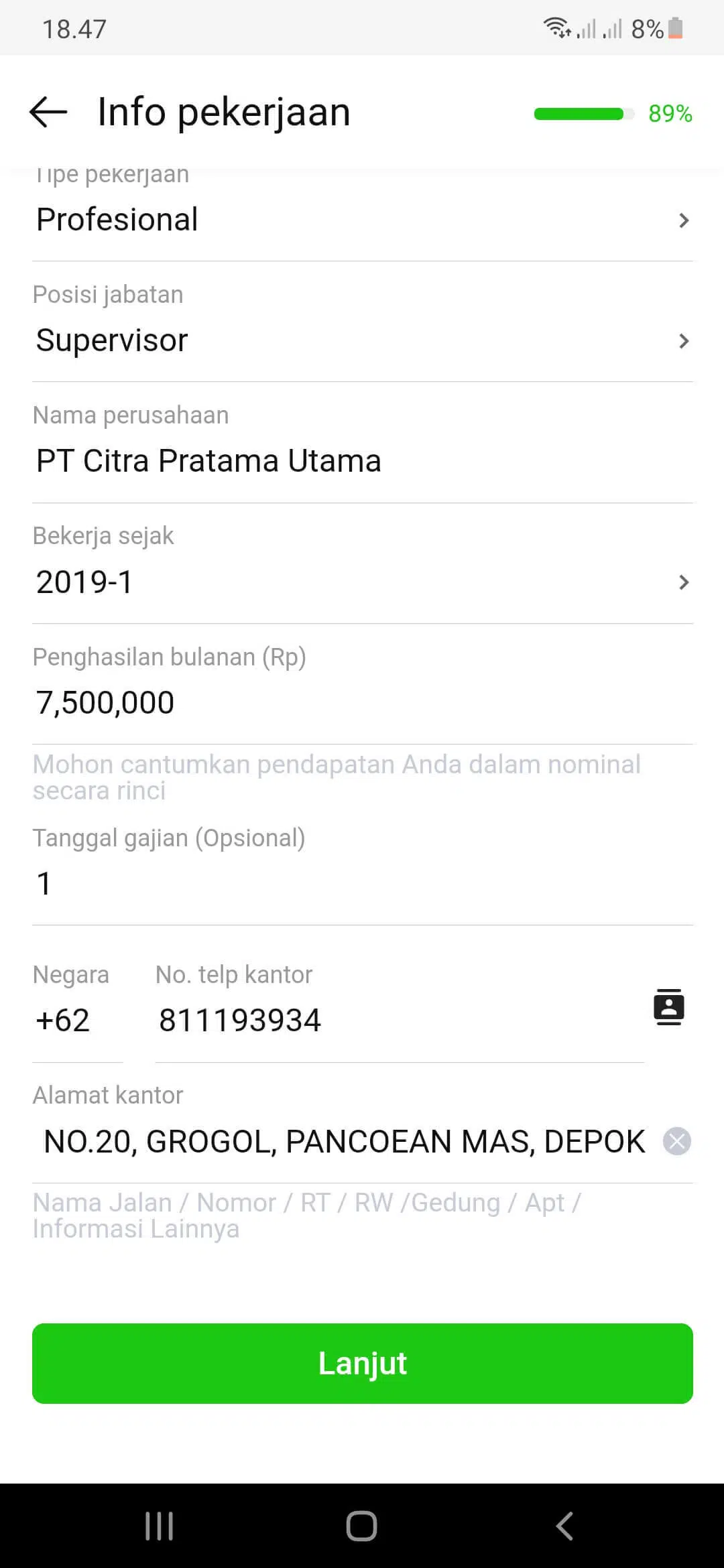 Info Pekerjaan