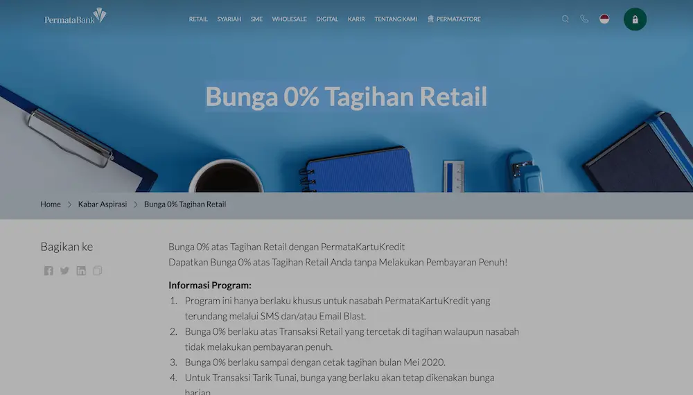 Kartu Kredit Permata Program Bunga 0%